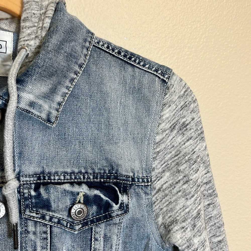 Eighty Two Denim & Knit Hooded Jean Jacket - Picture 4 of 11